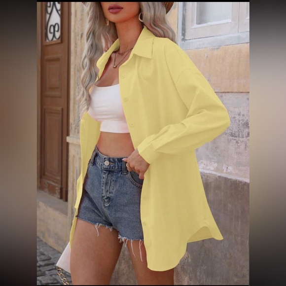 New‎ Yellow Oversized Button-Up Shirt, Size 3XL - Picture 5 of 9